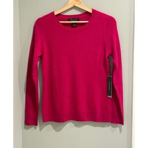 Tahari Women's Pink 100% Cashmere‎ Crew Neck Long Sleeve Sweater Top Size S New